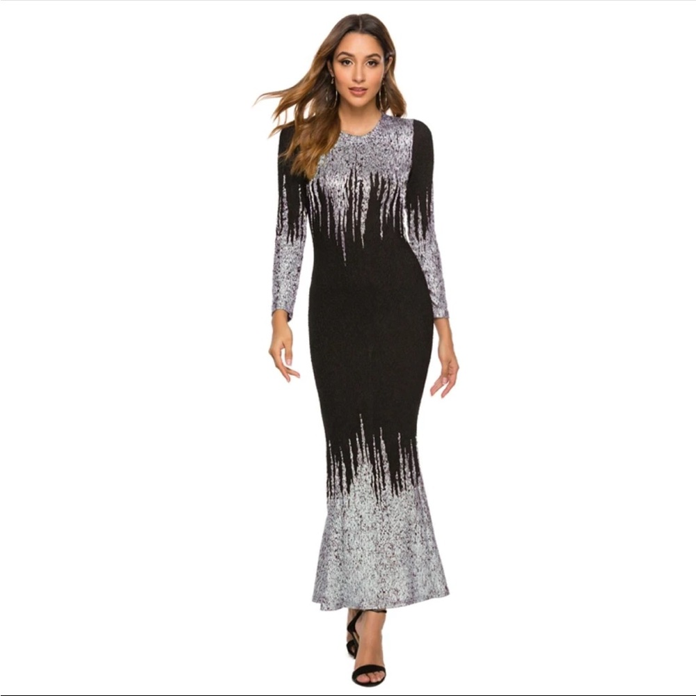 Classy, black, silver body, con maxi, dress, size medium